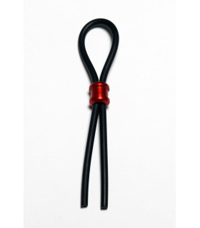 Эрекционное лассо "Эрекция под контролем" черное, красная стяжка - No Taboo