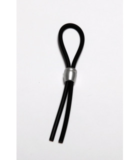 Эрекционное лассо "Эрекция под контролем" черное с серебром, стяжка бочонок - No Taboo