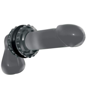 Эрекционное кольцо-ограничитель 2 в 1 серого и черного цвета - No Taboo