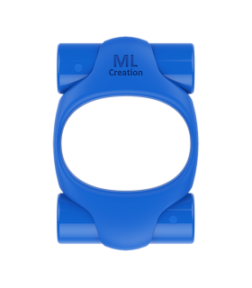 Ерекційне кільце синього кольору 2 вібропулі Power Ring ML Creation (My Love) - No Taboo