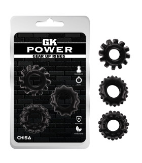 Эрекционное кольцо рельефное Chisa GK Power, черное, за 1 шт - No Taboo
