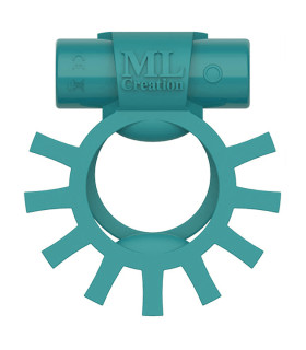 Эрекционное кольцо двойное c вибропулей Super Ring ML Creation (My Love), бирюзовое - No Taboo