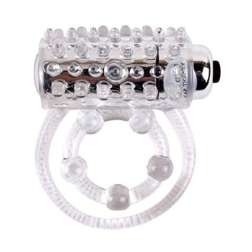 Эрекционное кольцо двойное, с вибрацией Chisa Get Lock прозрачное, 4.3 х 2.3 см (22061), zoom