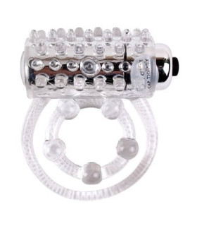 Эрекционное кольцо двойное, с вибрацией Chisa Get Lock прозрачное, 4.3 х 2.3 см - No Taboo