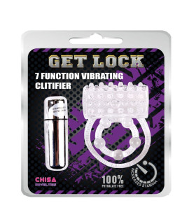 Эрекционное кольцо двойное, с вибрацией Chisa Get Lock прозрачное, 4.3 х 2.3 см - No Taboo