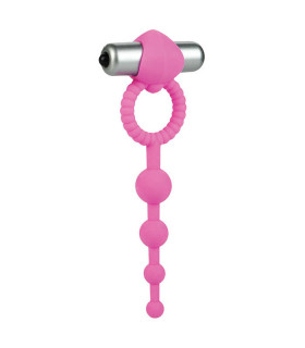 Эрекционное кольцо с анальными шариками и вибрацией Amour Pink - No Taboo