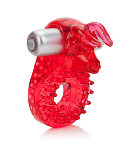 Вібро-ерекційне кільце з биком CalExotics червоне, 8.2 х 5 см - No Taboo