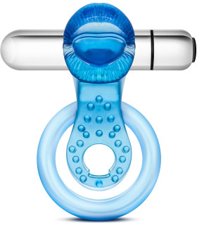 Ерекційне кільце з вібро STAY HARD VIBRATING TONGUE RING BLUE - No Taboo