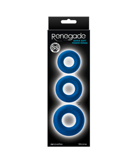 Набор эрекционных колец 3шт RENEGADE SUPER SOFT POWER RINGS BLUE - No Taboo