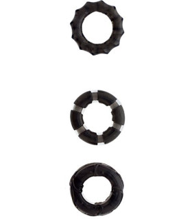 Набор эрекционных колец черные MenzStuff - No Taboo