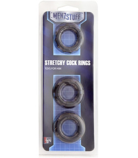 Набор эрекционных колец черные MenzStuff - No Taboo
