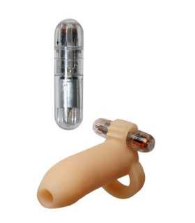 Насадка для пеніса Pipedream з віброкулею, бежева, 13.3 х 3.8 см - No Taboo