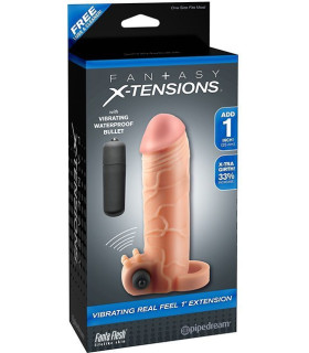 Насадка на пеніс Pipedream Fantasy X-tensions подовжуюча, з віброкулею, бежева, 13.5 х 4.5 см - No Taboo