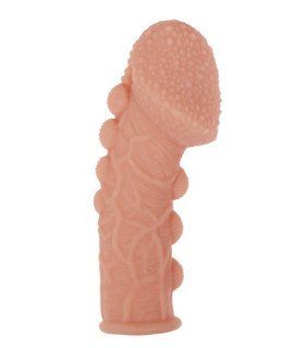 Насадка для пеніса Kokos, розмір M, рельєфна, 14.7 см х 4.3 см - No Taboo