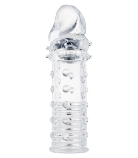 Насадка на член рельєфна, що подовжує, Toy Joy прозора, 15.5 х 3 см - No Taboo