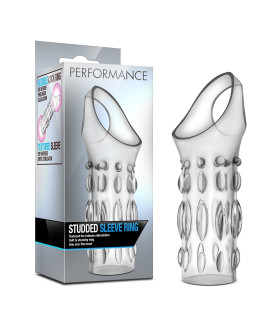 Насадка на пеніс рельєфна Blush Performance з петлею на мошонку, прозора, 11 х 3.4 см - No Taboo