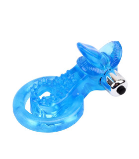 Ерекційне кільце з вібрацією та стимулятором клітора Chisa блакитне, 4 х 1.5 см - No Taboo