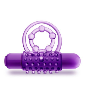 Эрекционное кольцо с петлей на мошонку, с вибрацией Blush, фиолетовое, 6 см - No Taboo