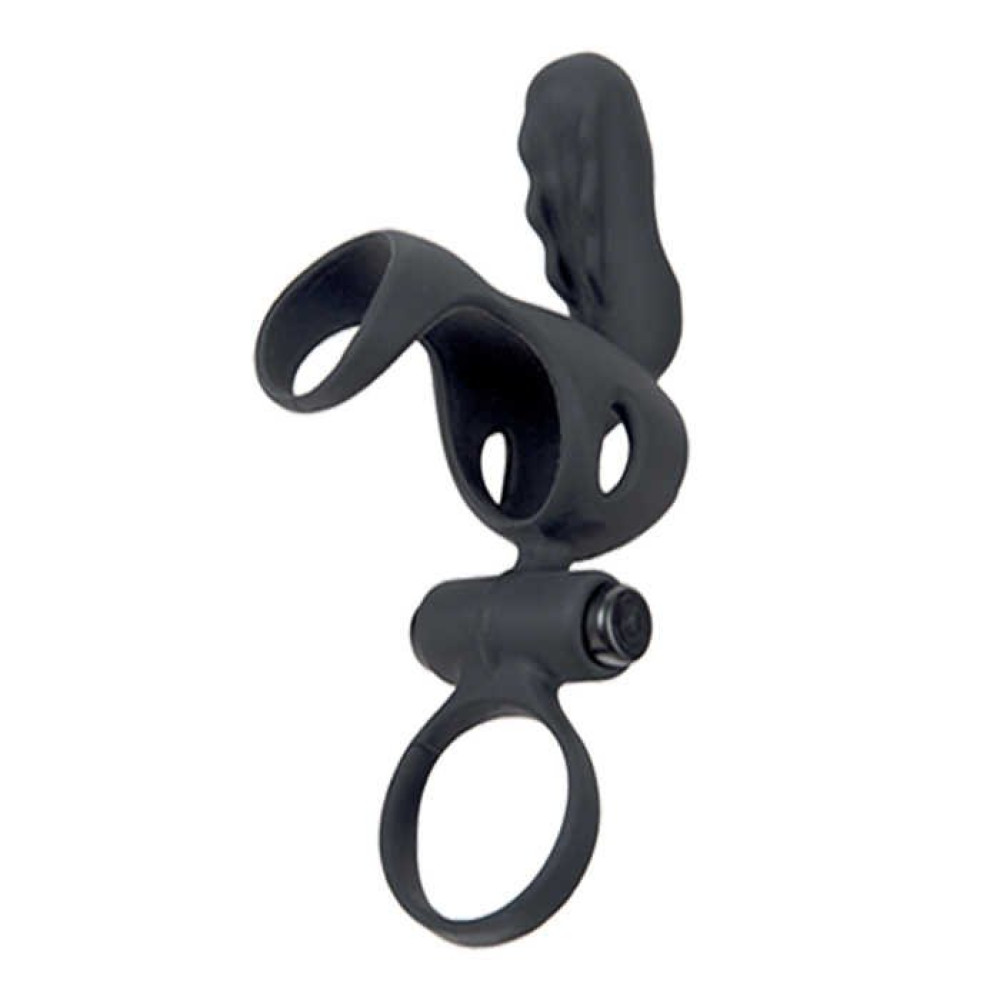 Вибро-насадка Adrien Lastic Spartacus R на пенис и мошонку, черная, 17.2 х 3.3 см (28670), zoom