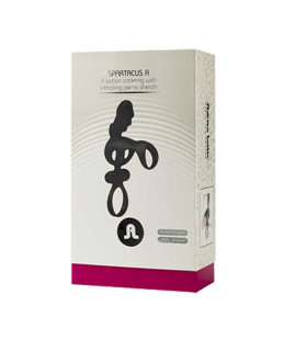 Вибро-насадка Adrien Lastic Spartacus R на пенис и мошонку, черная, 17.2 х 3.3 см - No Taboo