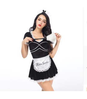 Костюм горничной велюровый, 5 предметов (One size) - No Taboo