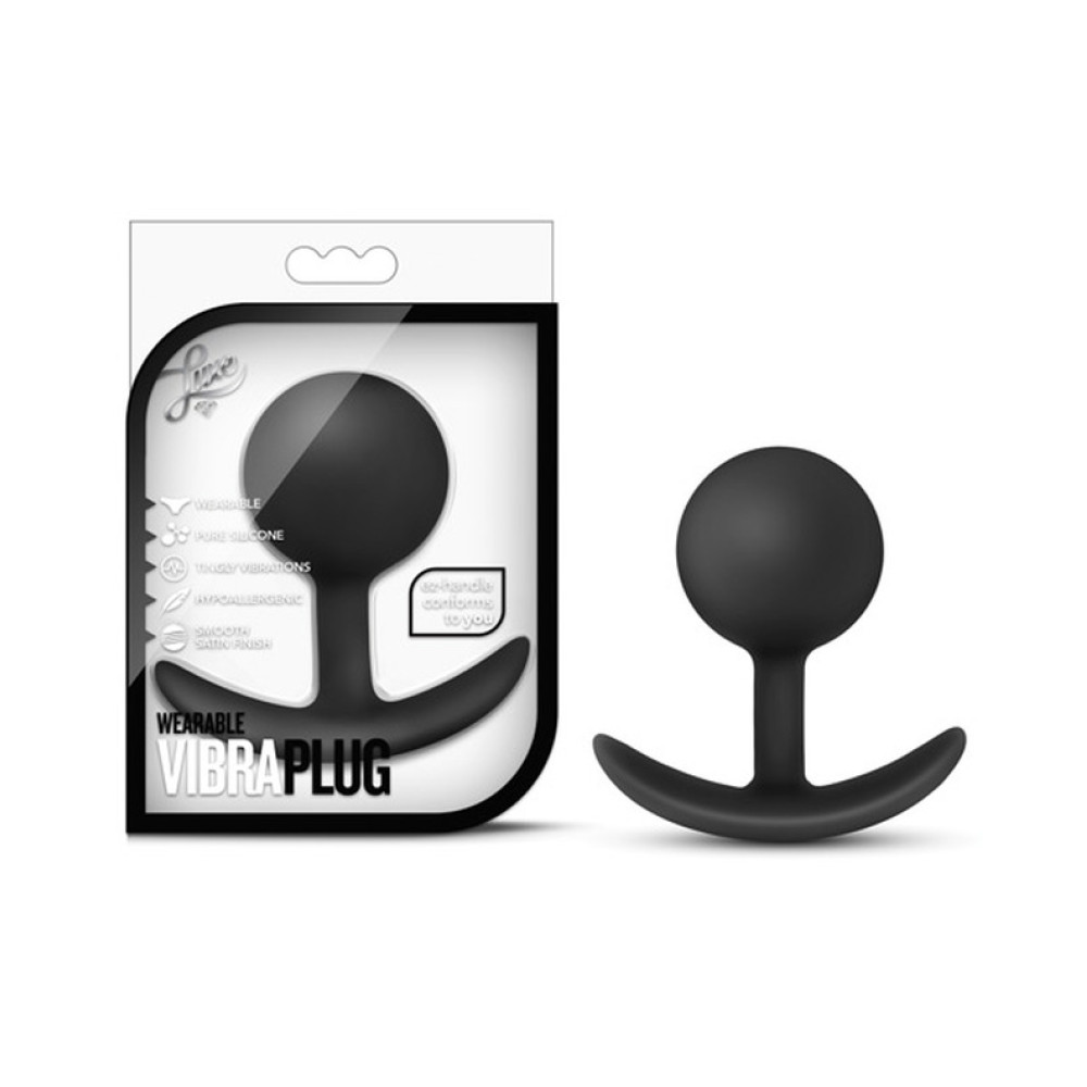 Анальний плагіат зі зміщеним центром тяжіння LUXE WEARABLE VIBRA PLUG BLACK (33344), zoom