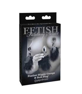 Зажимы на соски и анальная пробка с перышками из серии Fetish Fantasy Series - No Taboo