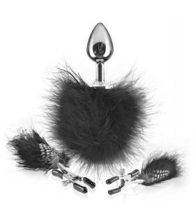 Зажимы на соски и анальная пробка с перышками из серии Fetish Fantasy Series - No Taboo