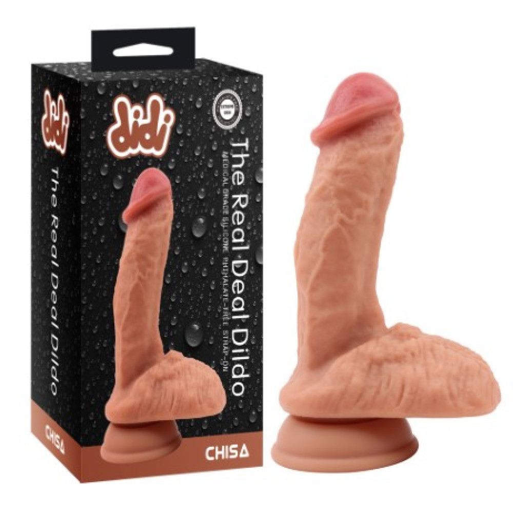 Фалоімітатор Chisa Didi The Real Deal Dildo з мошонкою на присосці, 18 см х 3.8 см (34852), zoom