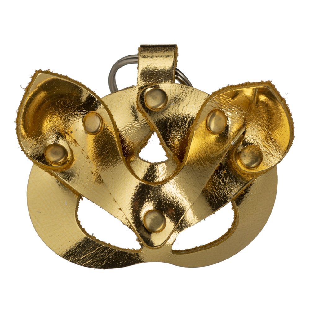 Кожаный брелок БДСМ маска Кошка, золотой (32320), zoom