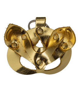 Кожаный брелок БДСМ маска Кошка, золотой - No Taboo