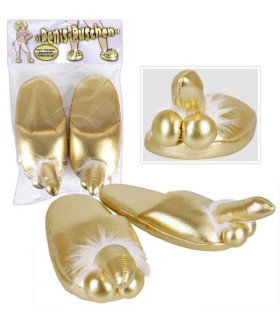 Золотистые тапочки с украшением из песниса - No Taboo
