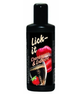Съедобный лубрикант для орального секса Lick It, шампанское и клубника, 100 мл - No Taboo