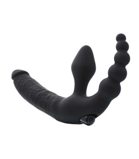 Безремневой страпон с вибропулей, влагостойкий, силикон, чёрный, 35 см. диаметр - 3 см - No Taboo