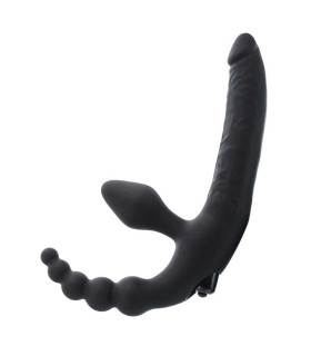 Безремневой страпон с вибропулей, влагостойкий, силикон, чёрный, 35 см. диаметр - 3 см - No Taboo