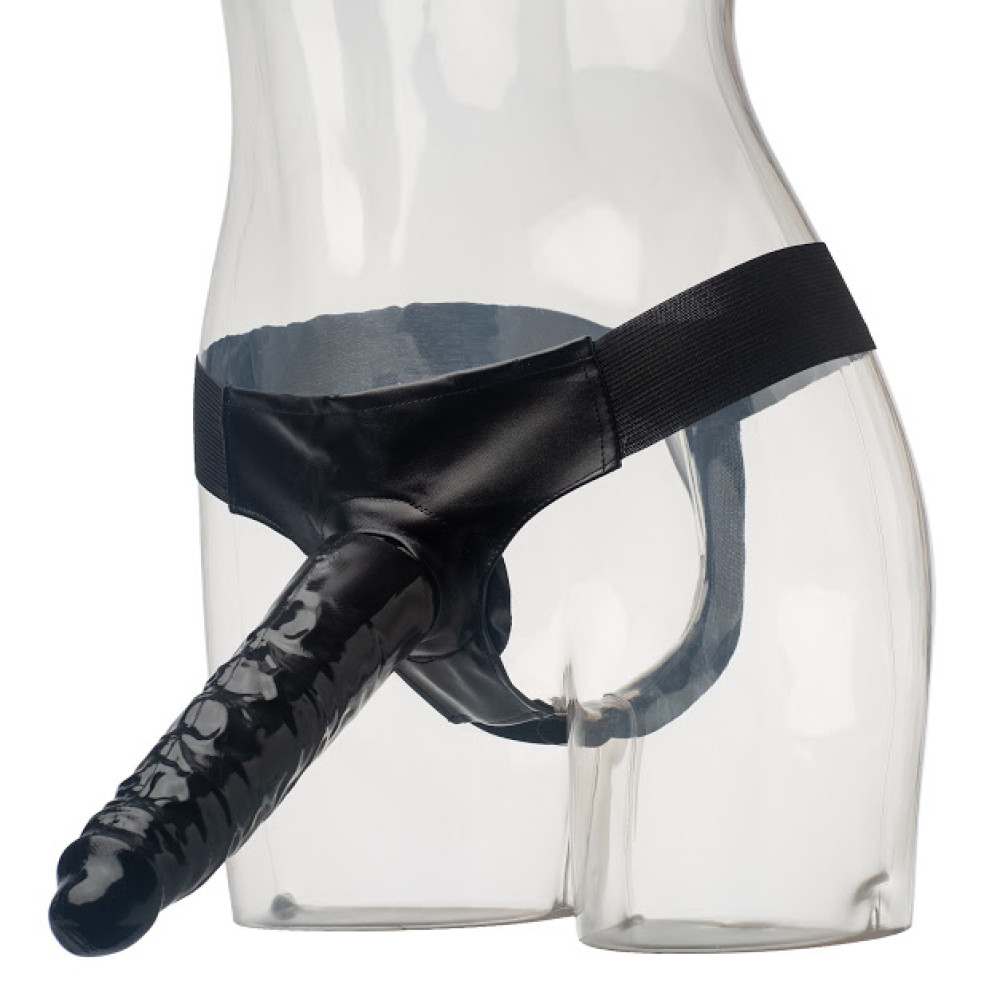 Страпон порожнистий (фаллопротез) чорний з трусами Super Stallion Crystal Sleeve (31895), zoom