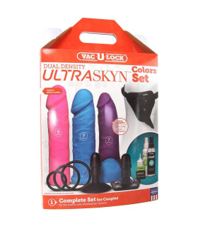Набор реалистичных цветных страпонов, Dual Density, Vac-U-Lock - No Taboo