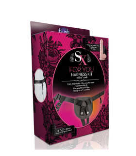 Страпон на трусиках Blush Sx Harnesses з двома кільцями, чорно-бежевий, 19.5 х 3.7 см - No Taboo