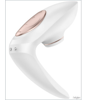 Вибратор для пар Satisfyer Pro 4 Couples с вакуумом, белый, 9.7 х 3.8 см - No Taboo