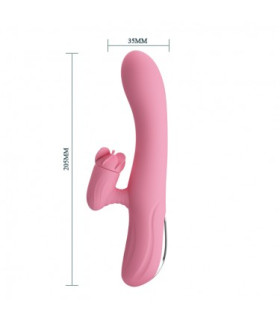 Вібратор-кролик Pretty Love Elton з ротацією, рожевий, 20.5 х 3.5 см - No Taboo