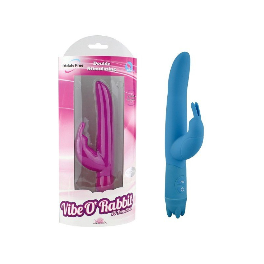 Вибратор клиторальный Vibe O"Rabbit 10 functions голубой (26180), zoom