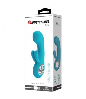 Вибратор кролик Pretty Love Chris, голубой, 14.5 х 3.8 см - No Taboo