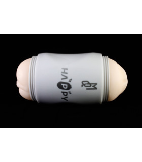 Мастурбатор Happy Cup двосторонній на присоску в колбі, білий - No Taboo