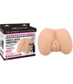 Маструбатор реалистичный с двумя отверстиями и вибрацией Сhisa бежевый, 18 х 7 см - No Taboo