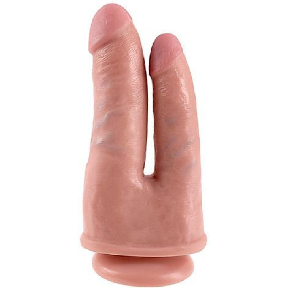 Фаллоимитатор двойной King Cock реалистичный, на присоске, бежевый (24373), zoom