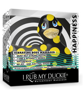 Уточка вибратор I Rub My Duckie черная в желтый горошек - No Taboo