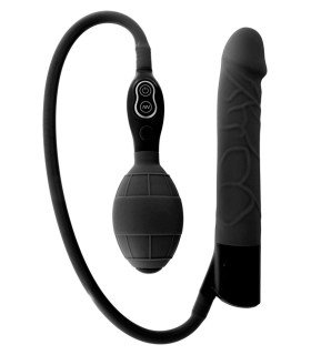 Вибратор с накачкой реалистичный, черный, 19 см х 3 см - No Taboo