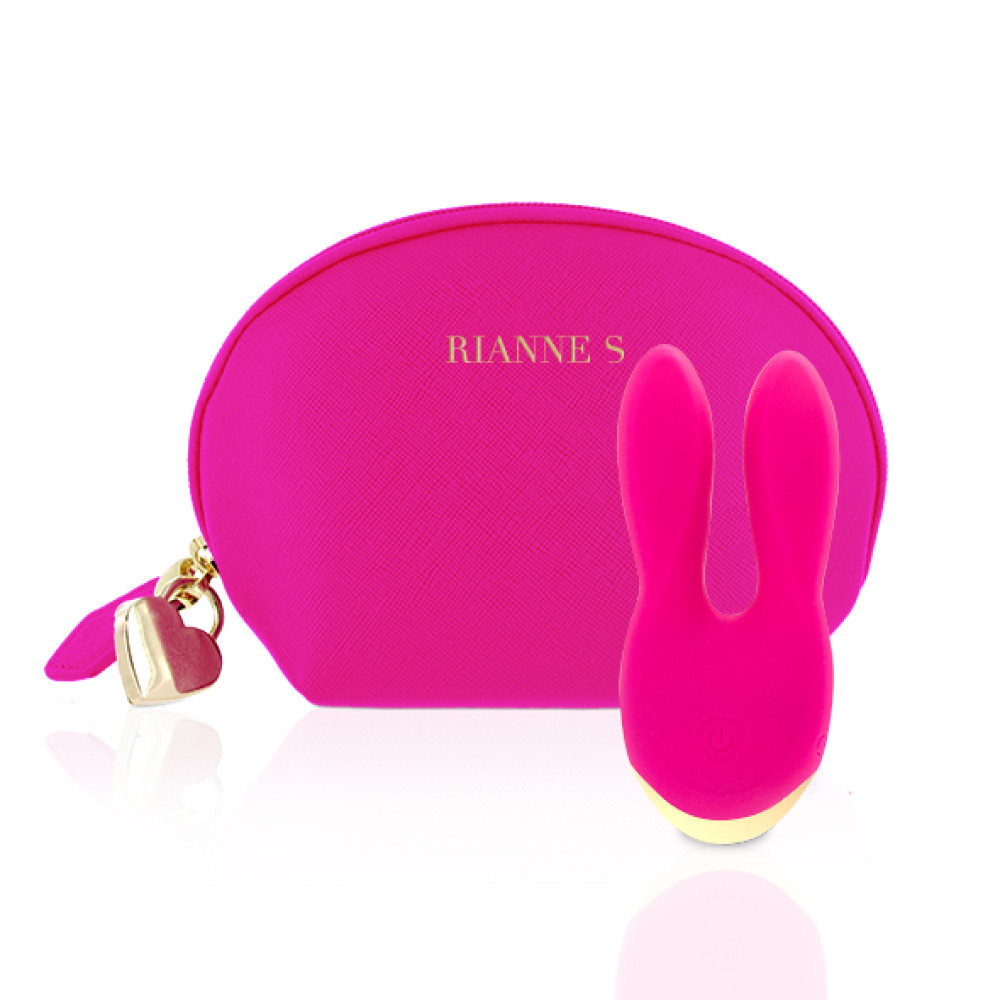 Вібратор з вушками Rianne S Bunny Bliss в сумочці, для клітора, рожевий, 11 х 5 см (34328), zoom