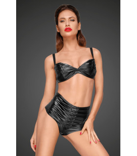 Сексуальный бюстгальтер виниловый Noir Handmade с декоративными складками, черный, S - No Taboo