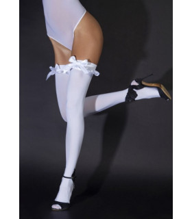 Панчохи білий капрон з бантами S / M - No Taboo